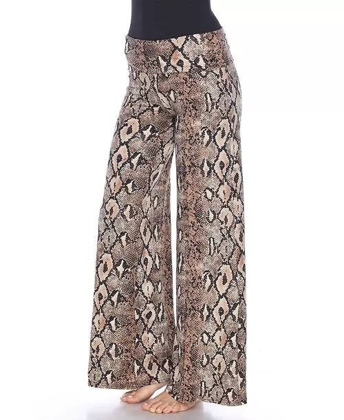 White Mark Python Printed Palazzo Pants Brown Snake L NWT $40