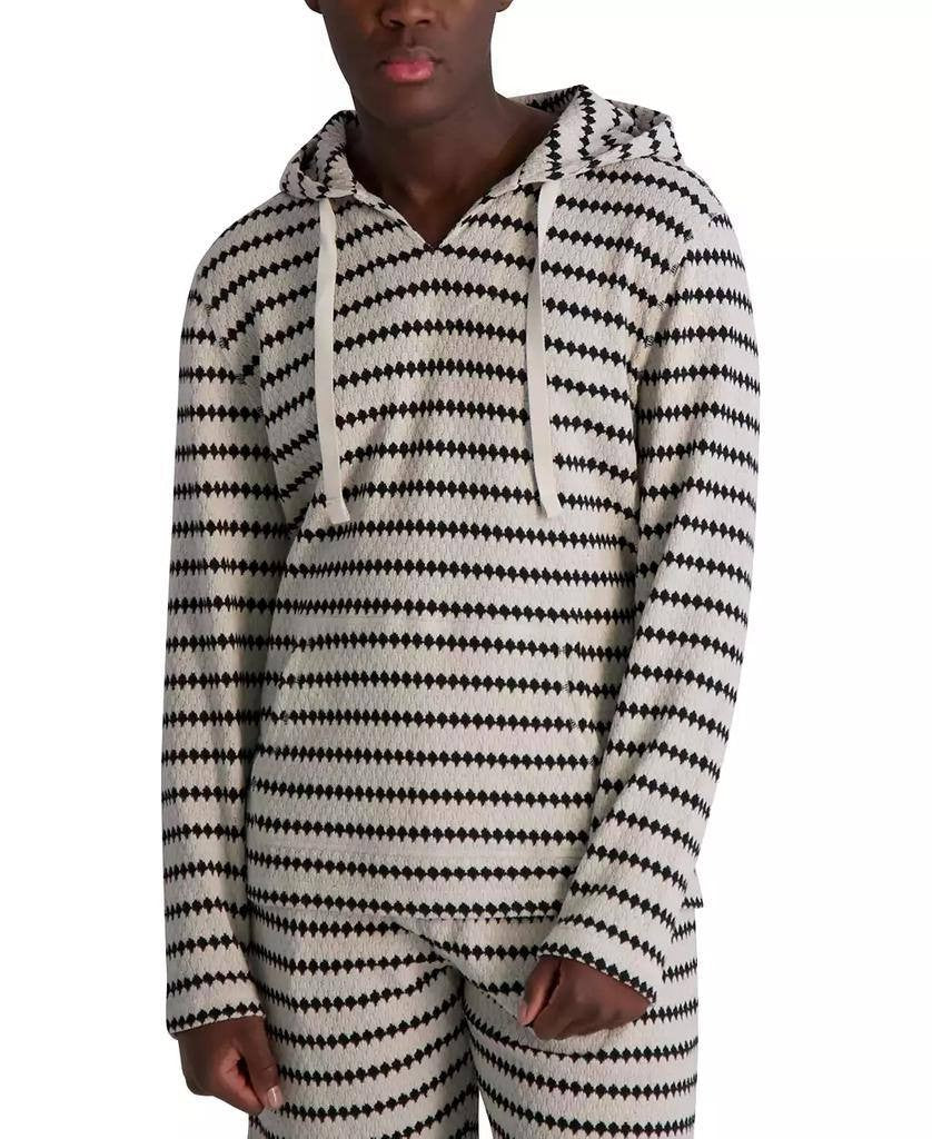 Karl Lagerfeld Paris Men’s Jacquard Striped Hoodie Relaxed Fit XL $119 NWT