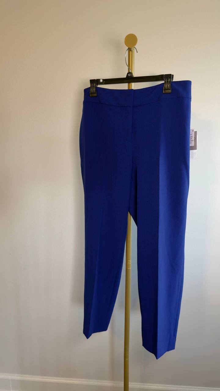 Kasper Ava Straight Leg Stretch Crepe Pants Royal Signature 12P NWT $79