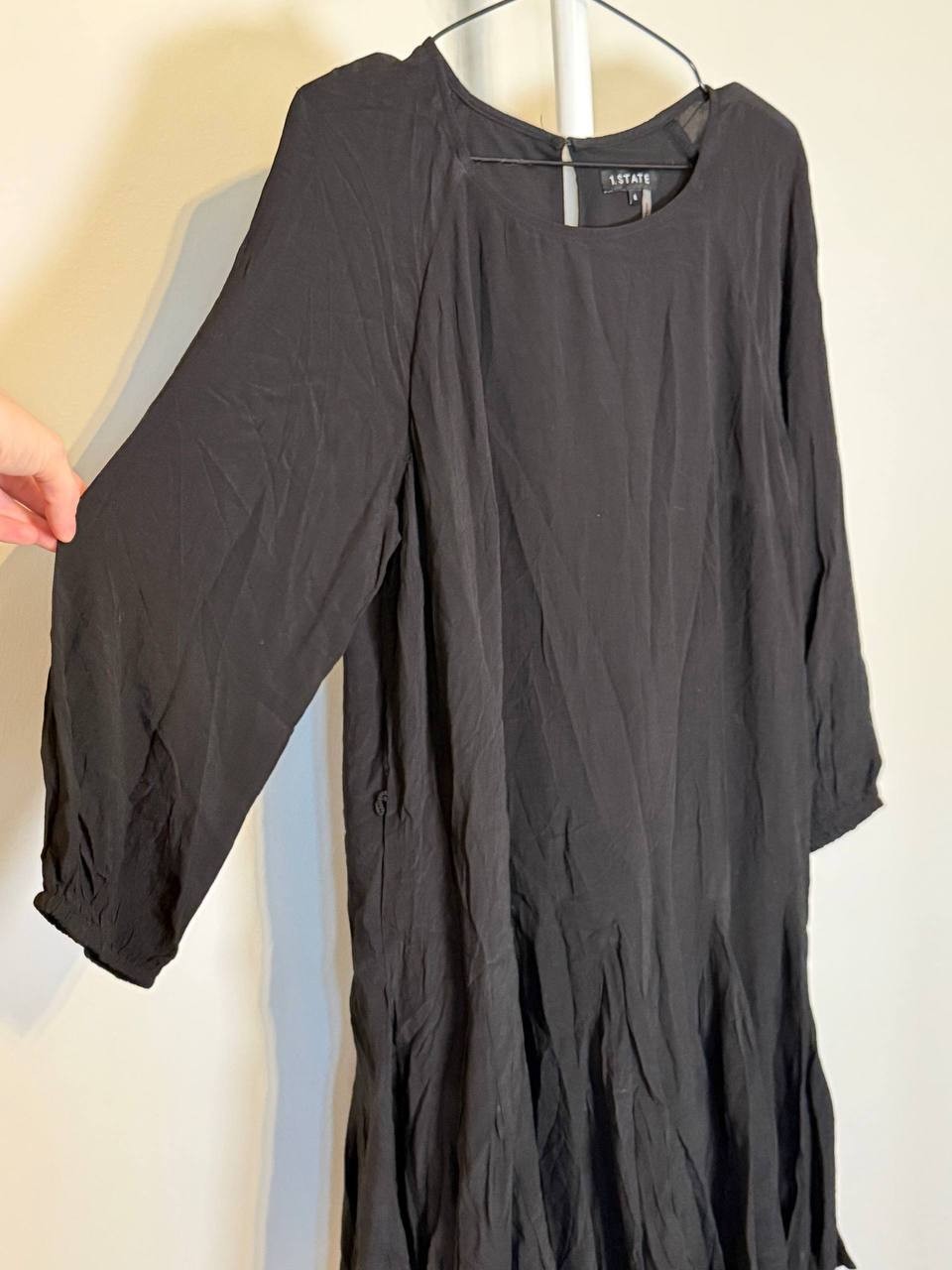 1.STATE Three‑Quarter Mini Dress–SizeL–Pre‑Owned (Defective Button,Missing Belt)