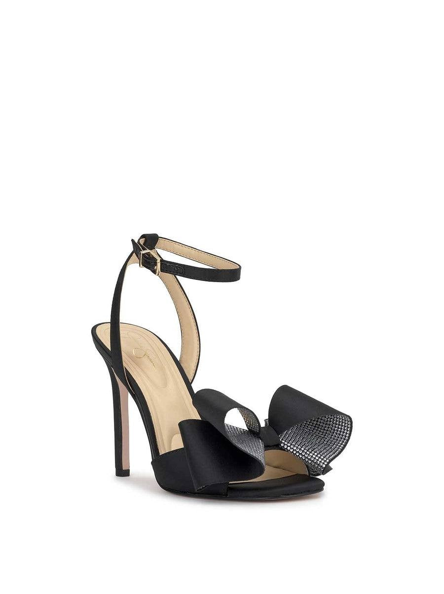 Jessica Simpson Black Satin Heeled Sandals Size 7.5M New in Box $99