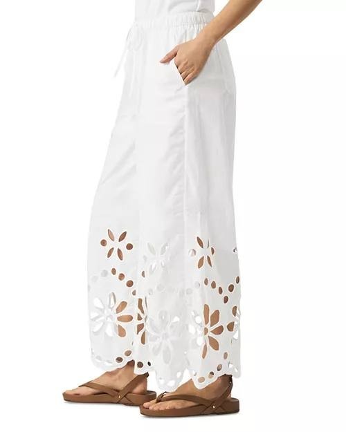 Splendid Emma Eyelet Cotton Pants White Size M - Relaxed Straight Fit