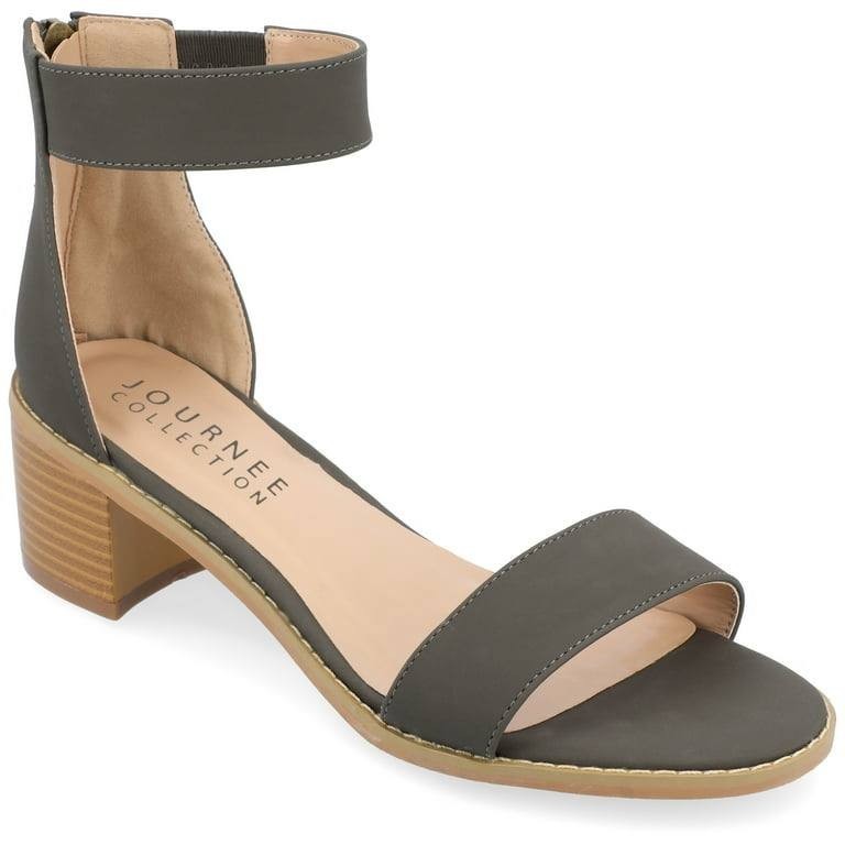 Journee  Collection  Block  Heel  Sandals  Grey  8  New  $80