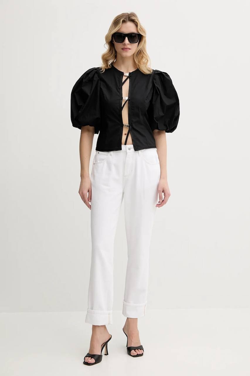 Guess Celia Boyfriend High‑Rise Cuffed‑Hem Jeans White Sensation 31x30 NWT $108