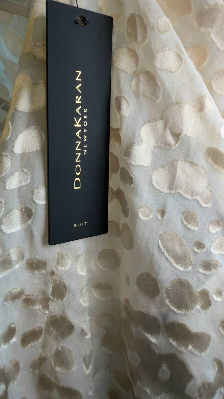 Donna Karan NY Cap‑Sleeve Silk‑Blend Burnout Blouse Beige XS NWT $129