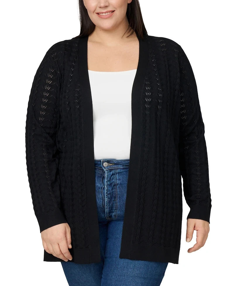 Melissa Paige Pointelle Cardigan Sweater Black XL NWT $54.50