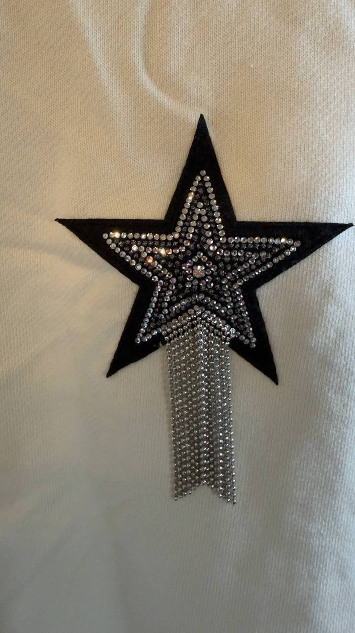 BOSS Star‑Embellished Sweatshirt Open White M NWT $129