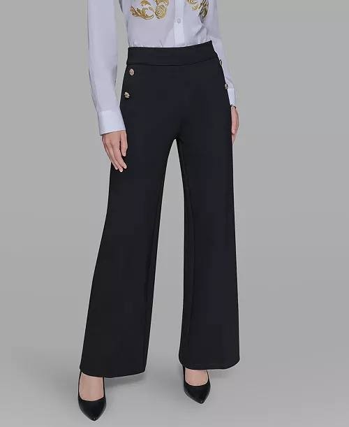 Karl Lagerfeld Paris Women’s Petite Silky Pull-On Pants Black 14 $109 NWT