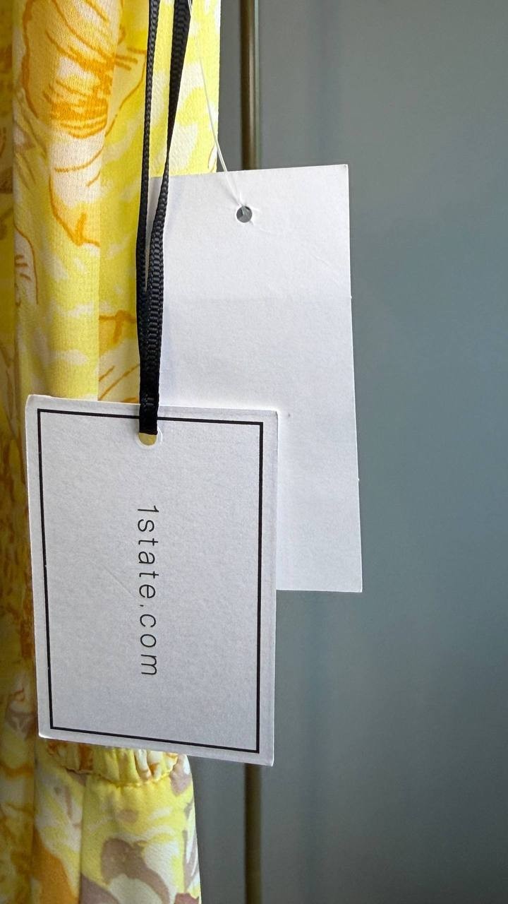 1.STATE Tiered Floral Flutter‑Sleeve Maxi Dress Lemon Meringue XS NWT $139