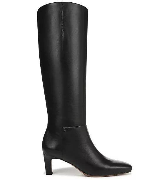 Franco Sarto Timmy Square Toe Zip Tall Boots Black 5.5M Leather $250 NWB