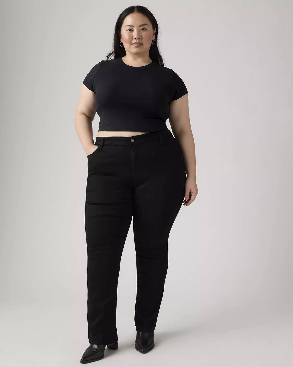 Levi’s 724 High Rise Slim Straight Jeans Soft Black 24W NWT $74.95