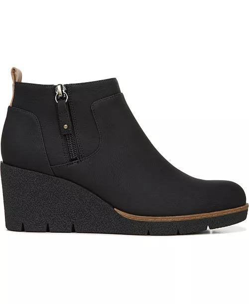 Dr. Scholl’s Black Faux Leather Wedge Booties 12M NIB MSRP $110