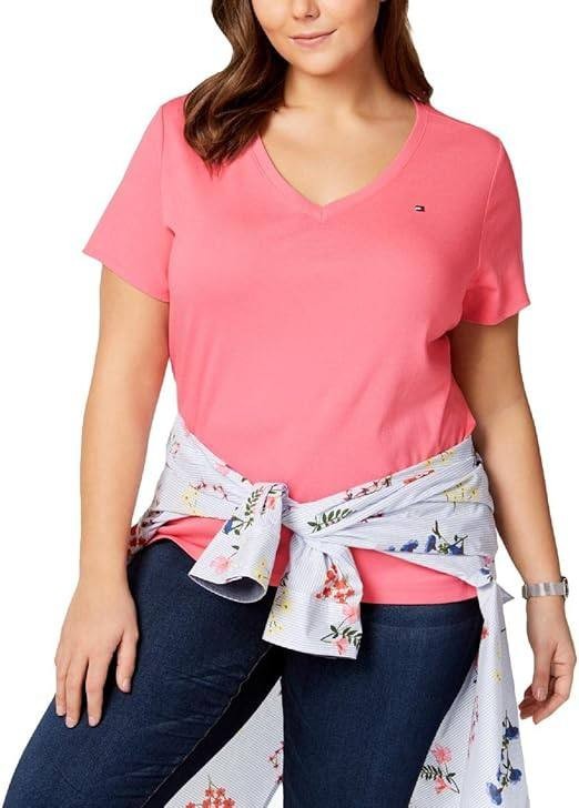 Tommy Hilfiger Plus Size V‑Neck T‑Shirt Coral 4X NWT $24.50