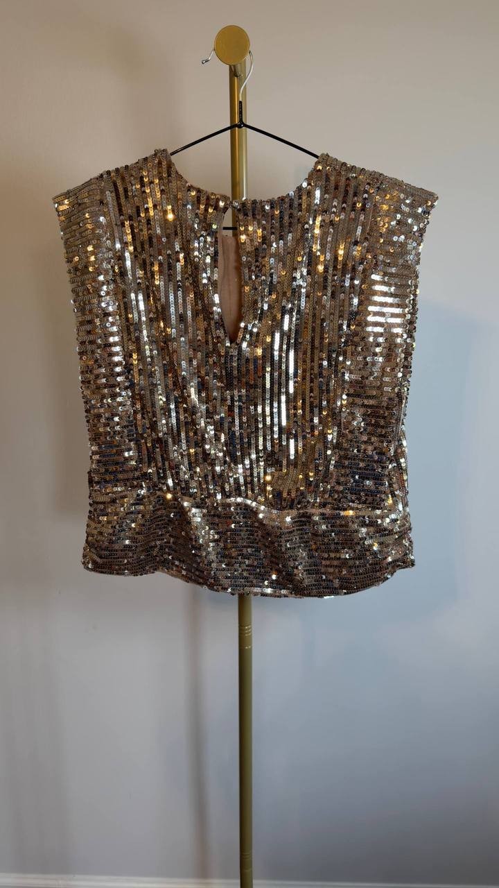 BOSS Illana Sequin Crop Top Orange Size 6 NWT $149