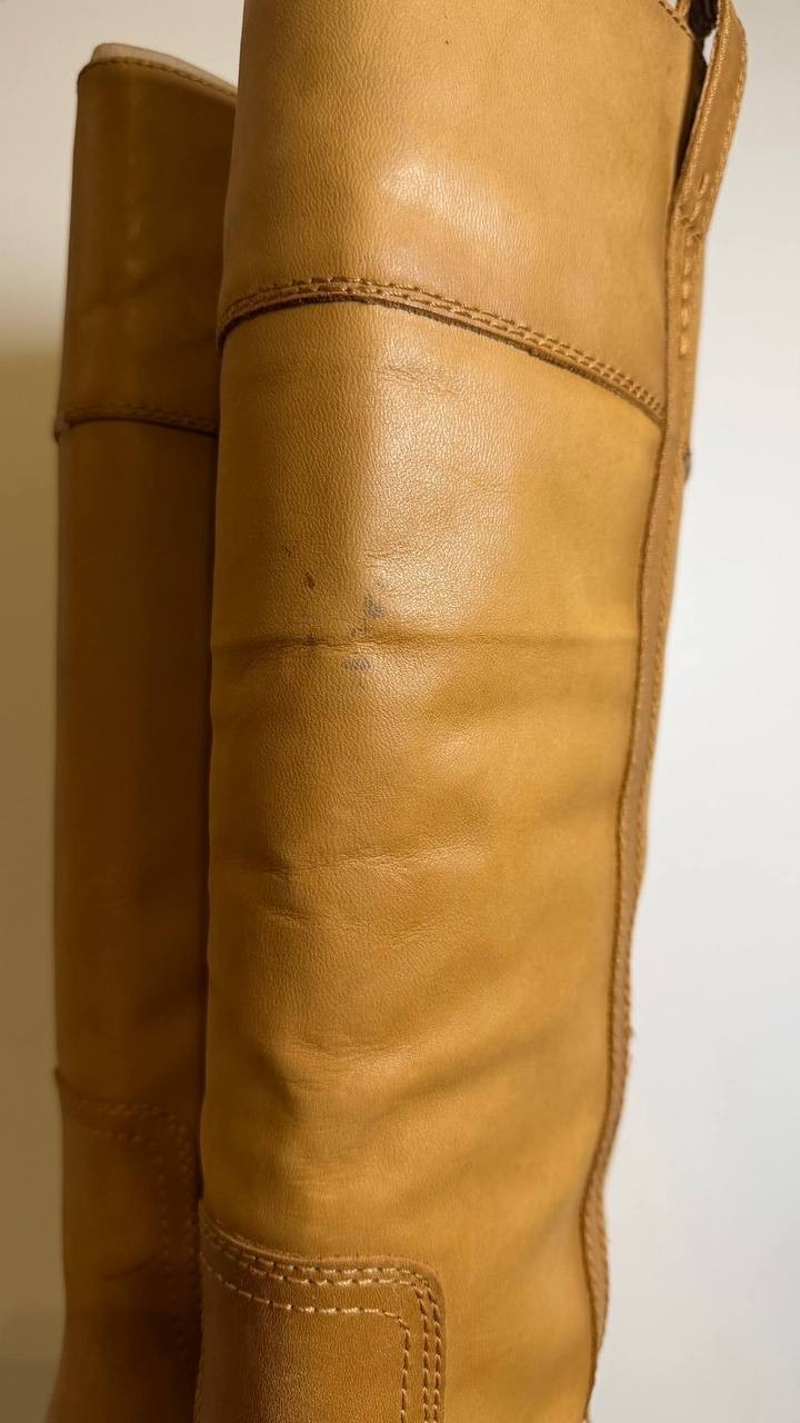 Lucky Brand Hybiscus Boots 10M Cream Leather Knee‑High Riding NIB msrp$229