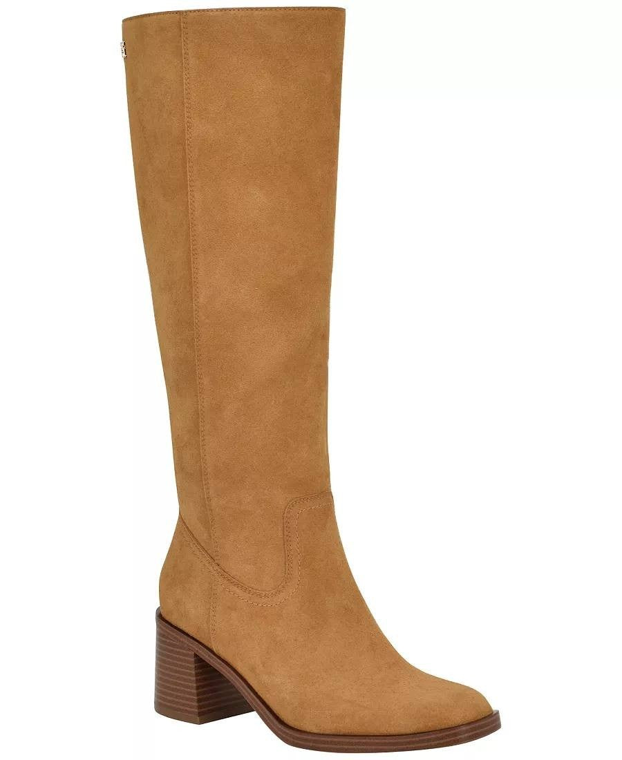Tommy Hilfiger Laythen Boots 8.5M Natural Suede Tall Square Toe NIB msrp$159