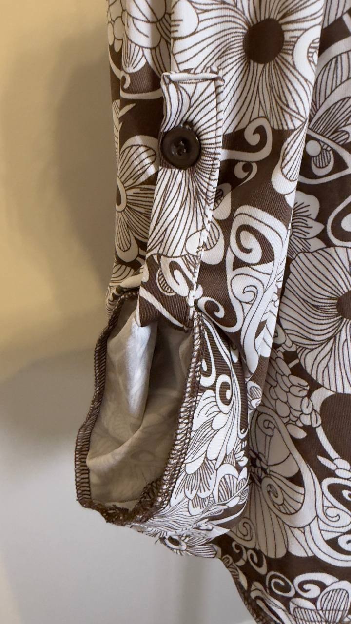 White Mark Women’s 2‑Piece Floral Print Tunic and Pant Set Brown 1XL NWT $100