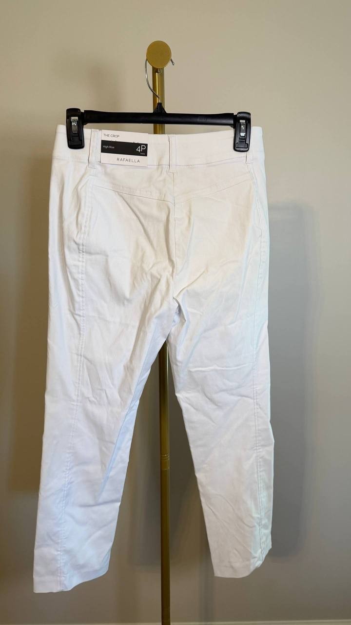 Rafaella Women’s Petite Satin Luxe Crop Pants White 4P $69 NWT
