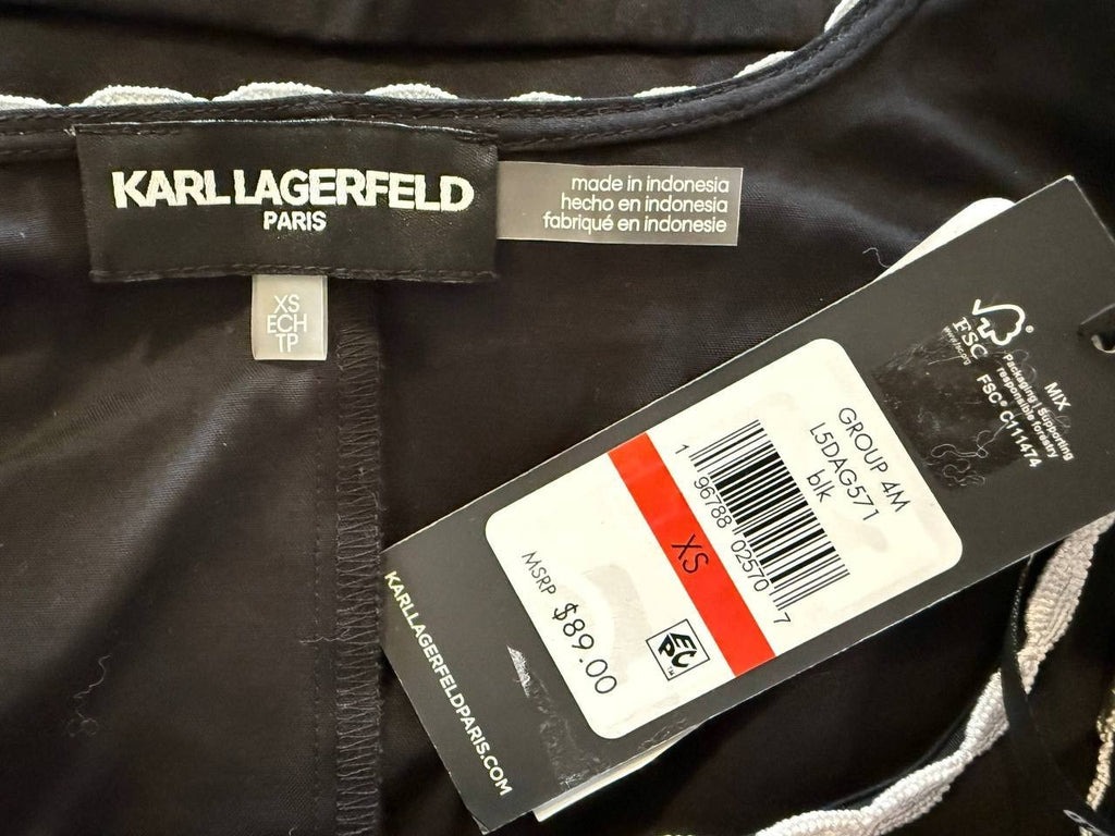 Karl Lagerfeld Paris Scallop Edge Sleeveless Tank –Black– XS – NWT – $89