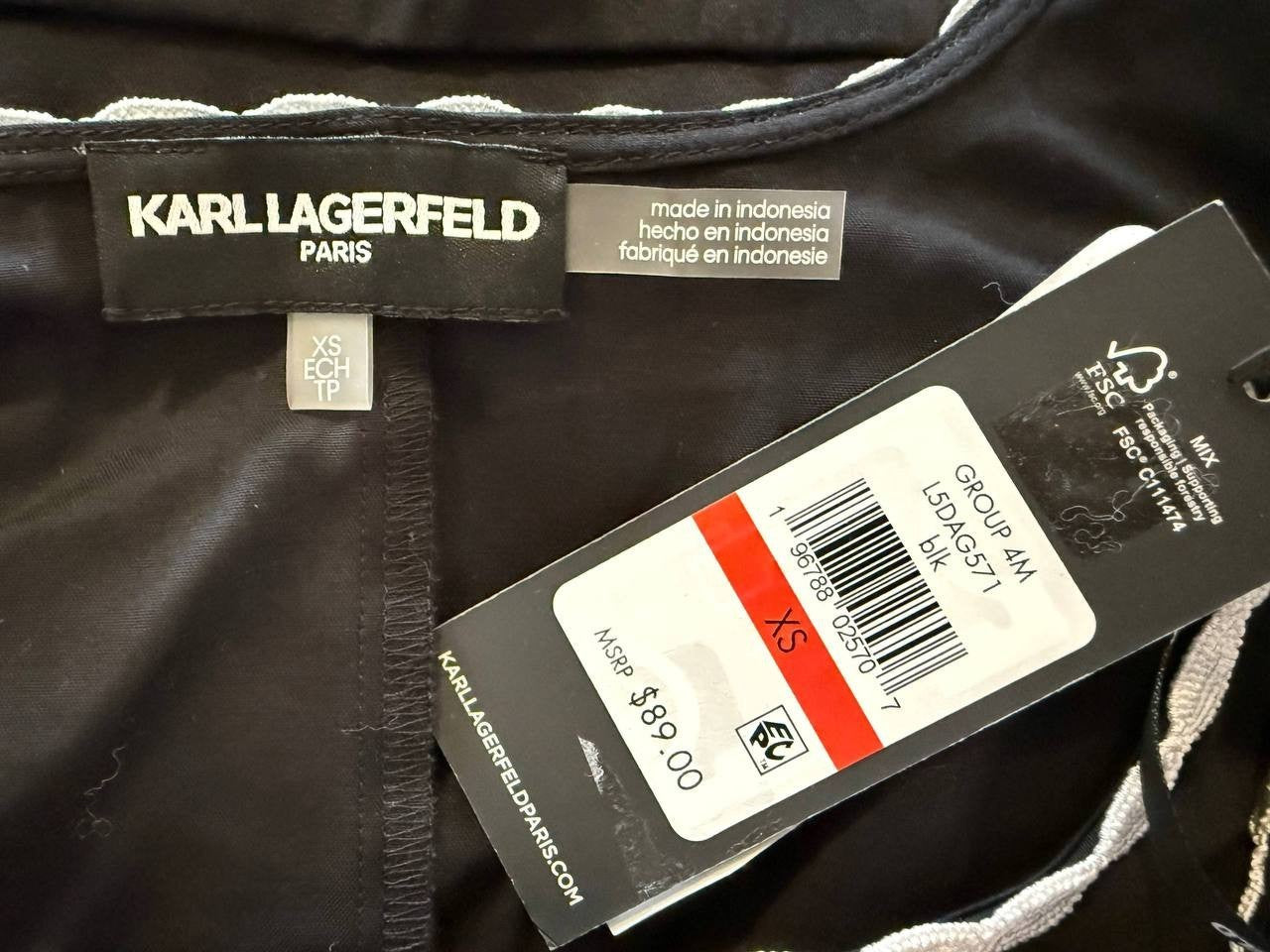 Karl Lagerfeld Paris Scallop Edge Sleeveless Tank –Black– XS – NWT – $89