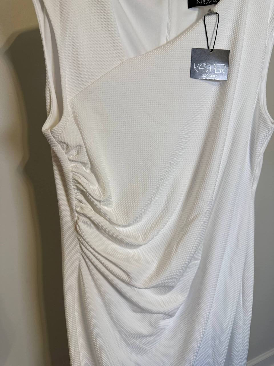 Kasper Asymmetrical‑Neck Ruched Midi Dress – Size 1X – NWT – $89