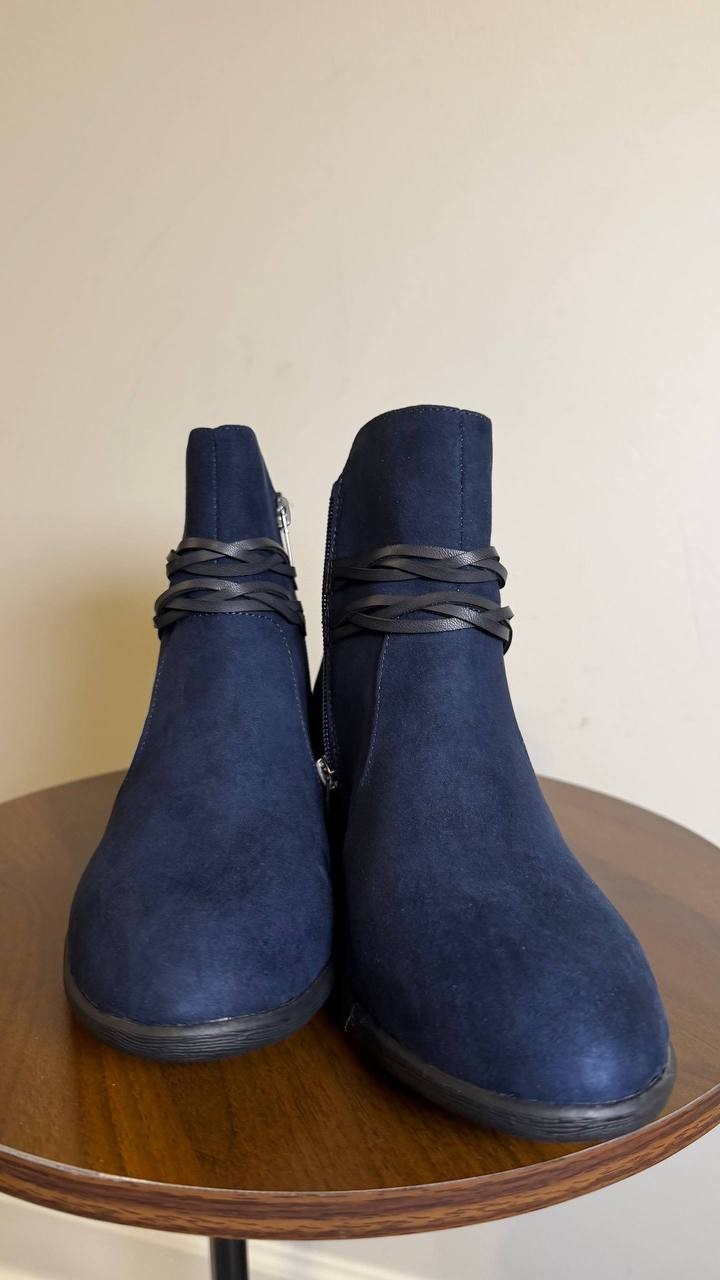 Style&Co Indus Blue Microfiber Block Heel Booties 7.5M NIB MSRP $79.90