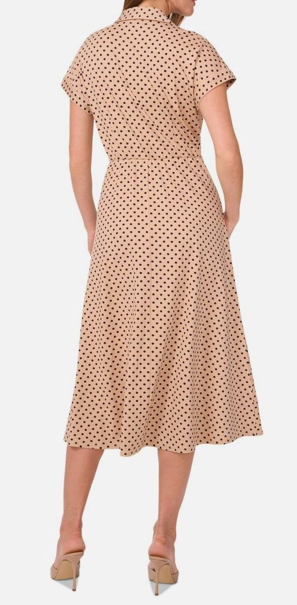 MSK Polka‑Dot Midi Dress Sesame M NWT $109