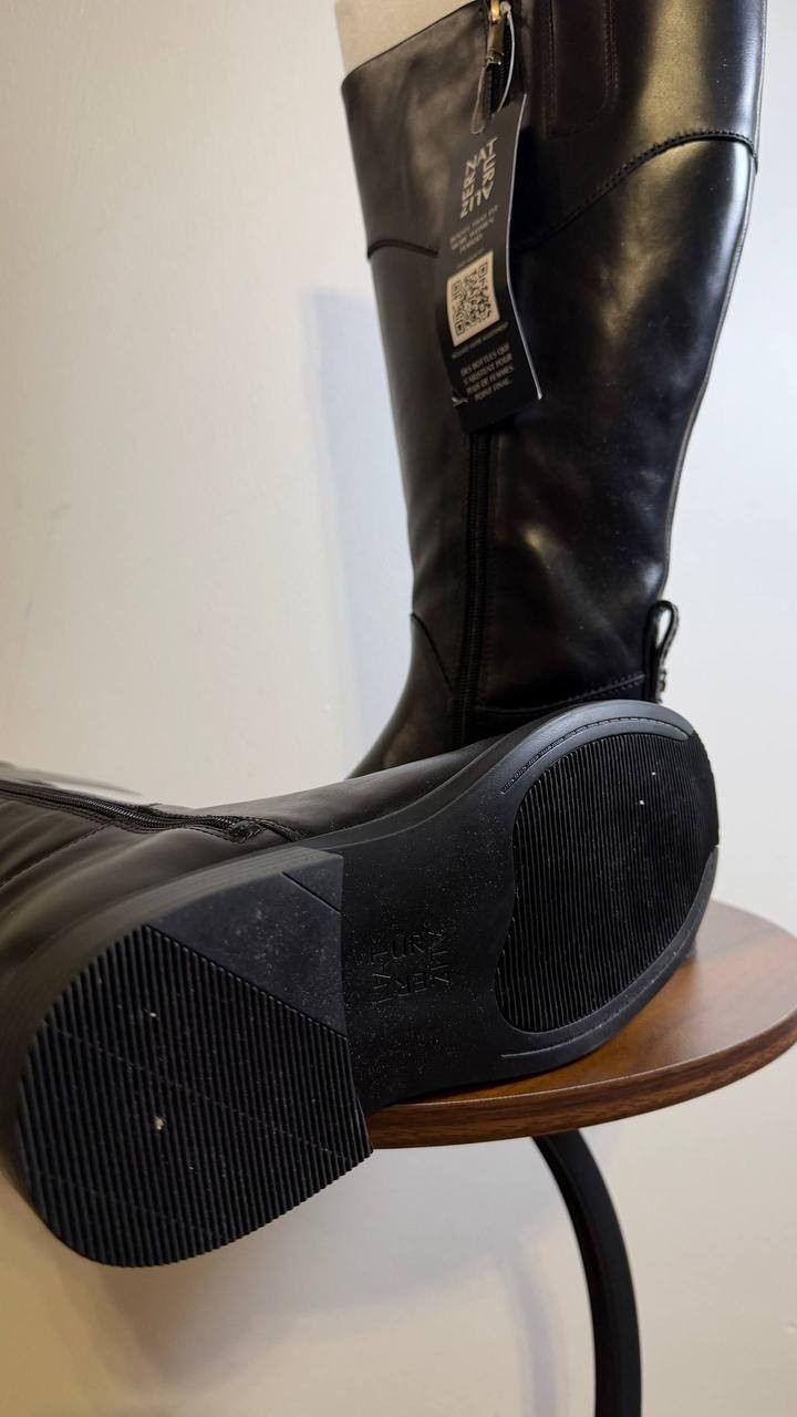 Naturalizer Oslo Boots 8M Black Leather Tall Riding Round Toe NIB msrp$285