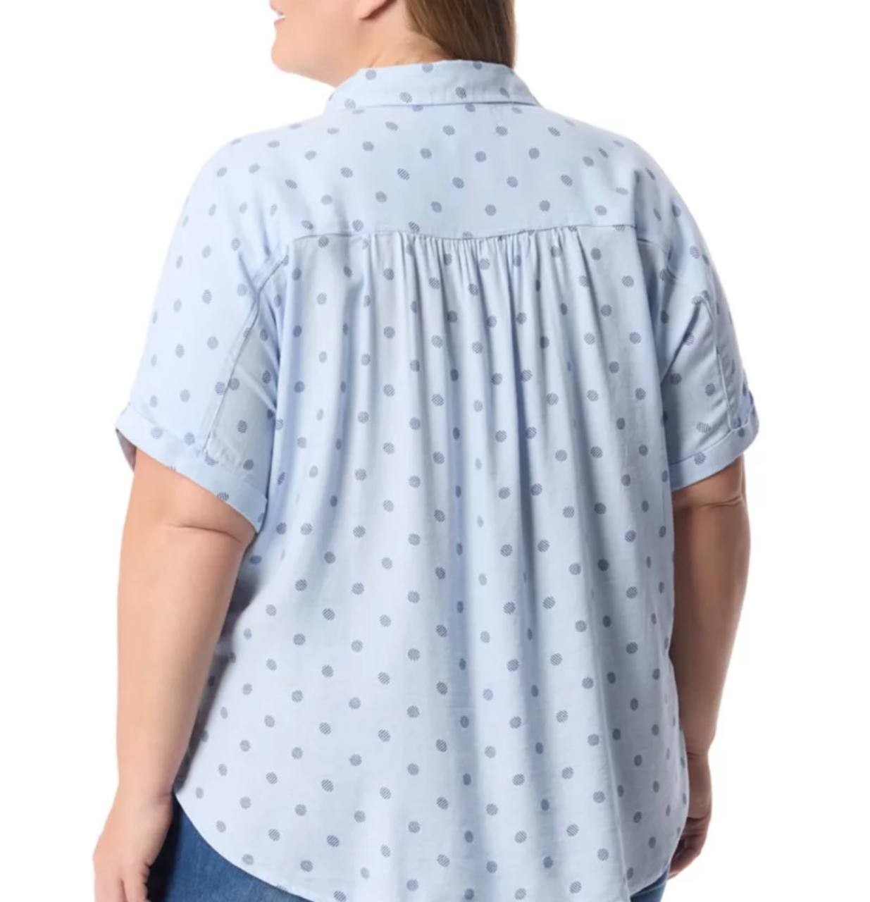 Gloria Vanderbilt Plus Size Short Sleeve Woven Shirt Blue 3X NWT $48