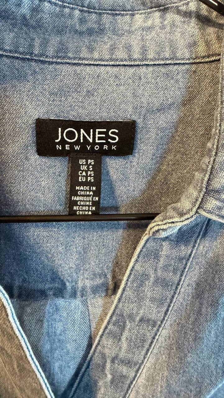Jones New York Petite Sleeveless Belted Chambray Dress Blue PS NWT $119.50