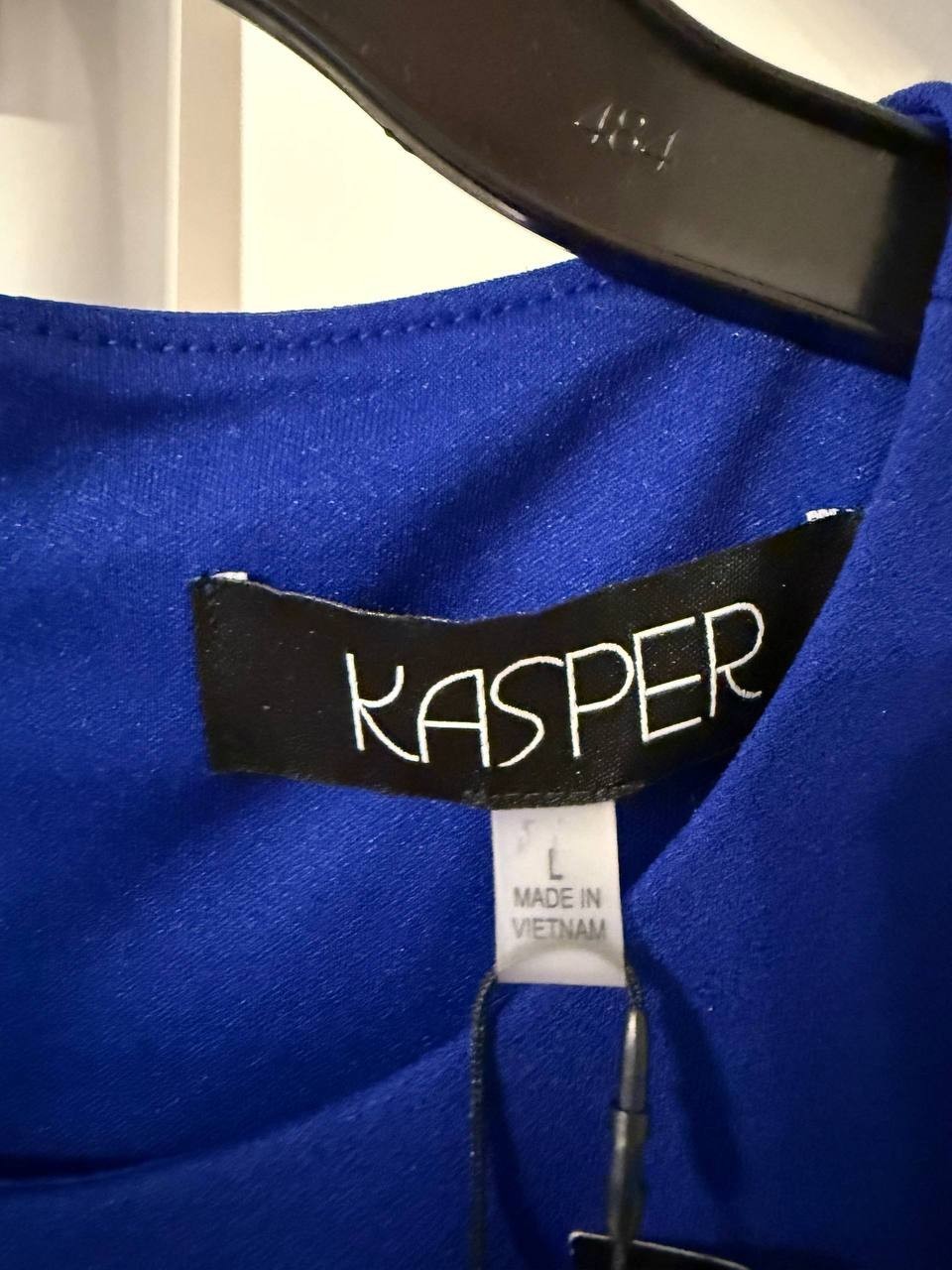Kasper Short‑Sleeve Draped Front Sheath Dress – Royal Blue – Size L – NWT – $89