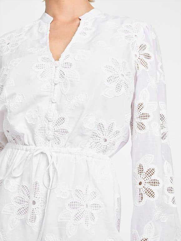 GUESS “Hazel” Embroidered Eyelet Romper – Size L – White – NWT – $168