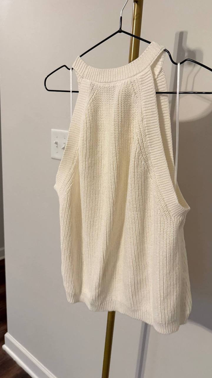 Vince Camuto Ivory Pointelle Knit Tank Top XL Lightweight Casual Top