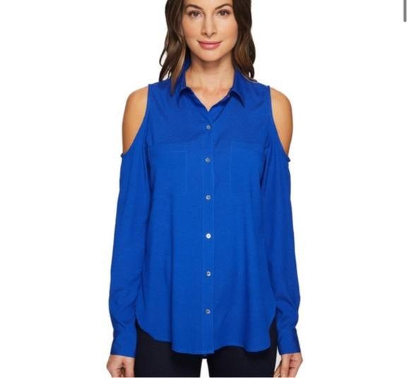 Calvin Klein Cold‑Shoulder Button‑Down Blouse – Size M – NWOT – $70