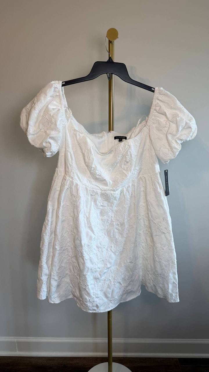 Seni & Cade Off‑Shoulder Jacquard Fit & Flare Dress White 1X NWT $89