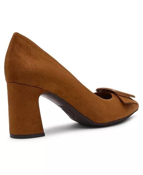 Anne Klein Bentley Pumps 7.5M Cognac Pointed Toe Buckle Block Heel NIB msrp$89