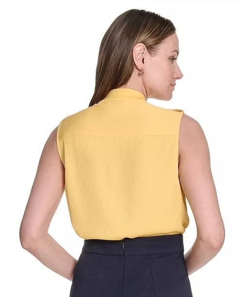 Tommy Hilfiger Women’s Button‑Front Epaulet Blouse Yellow $79 NWT