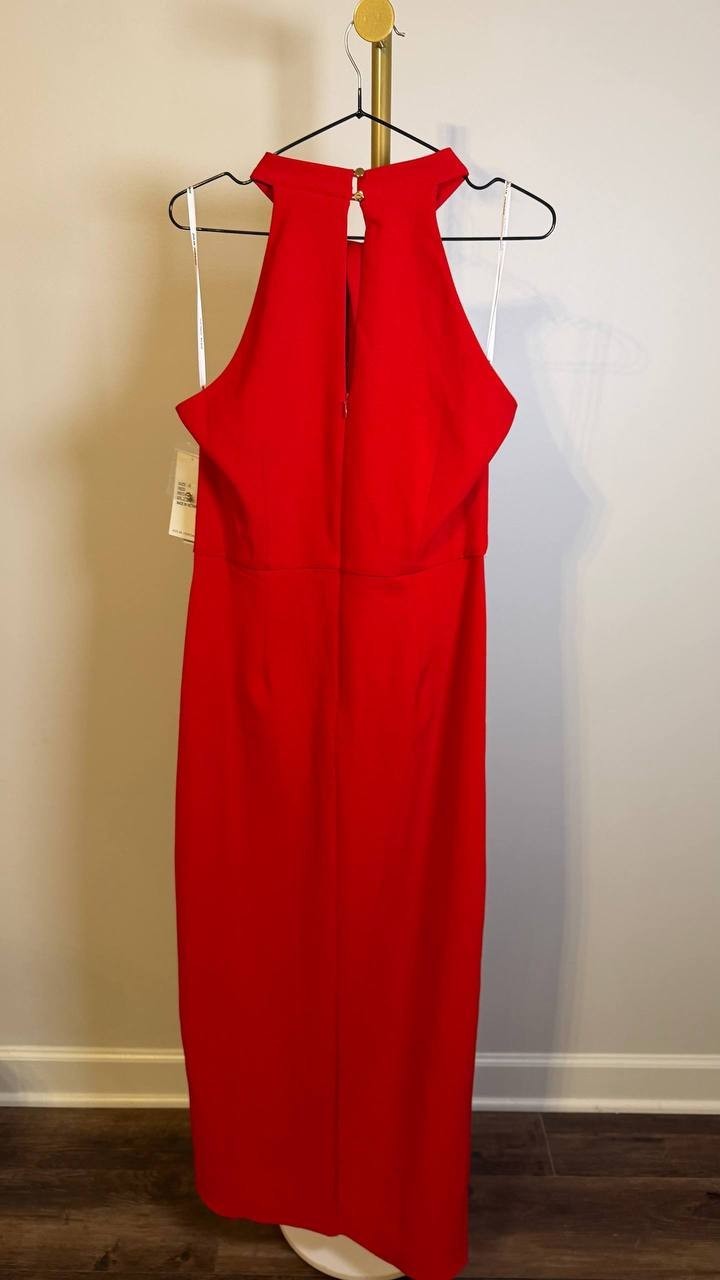 Julia Jordan Women’s Knot‑Neck Tulip Hem Halter Dress Red 8 $119 NWT