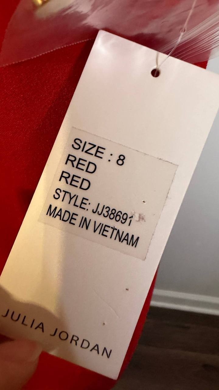 Julia Jordan Women’s Knot‑Neck Tulip Hem Halter Dress Red 8 $119 NWT
