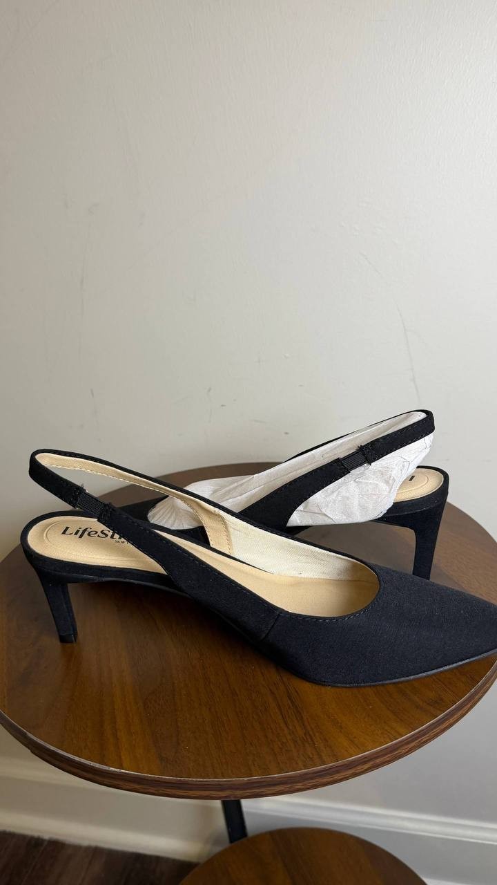 LifeStride Black Microfiber Slingback Pumps 9M New in Box MSRP $79.99