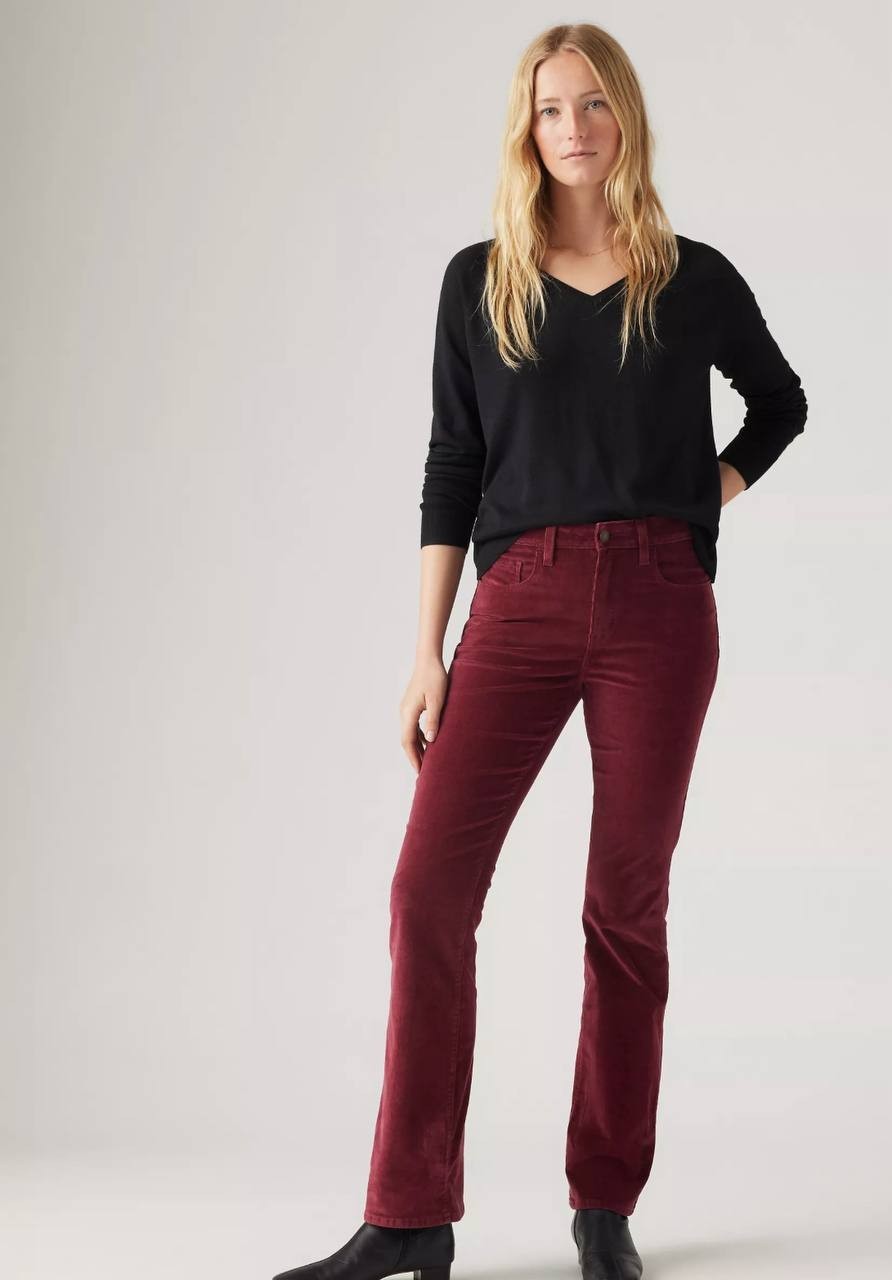 Levi's 725 Corduroy Bootcut Jeans – Burgundy Red, High-Rise, Size 25 &amp; 33