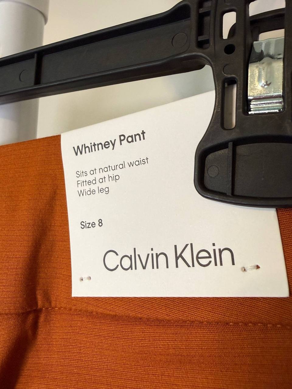 Calvin Klein Wide‑Leg Cotton‑Blend Pants – Orange-Size 8 – NWT – $109