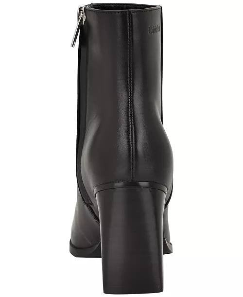 Calvin Klein Black Leather Block Heel Booties 9M New in Box MSRP $189