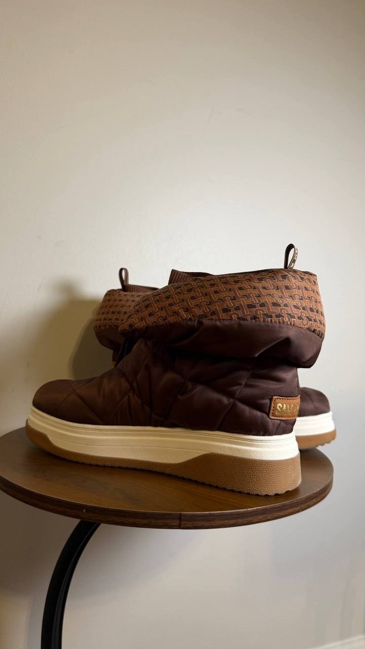 Sam & Libby Cruz Fold Over Puffer Cold Weather Booties Chocolate 9 NWB