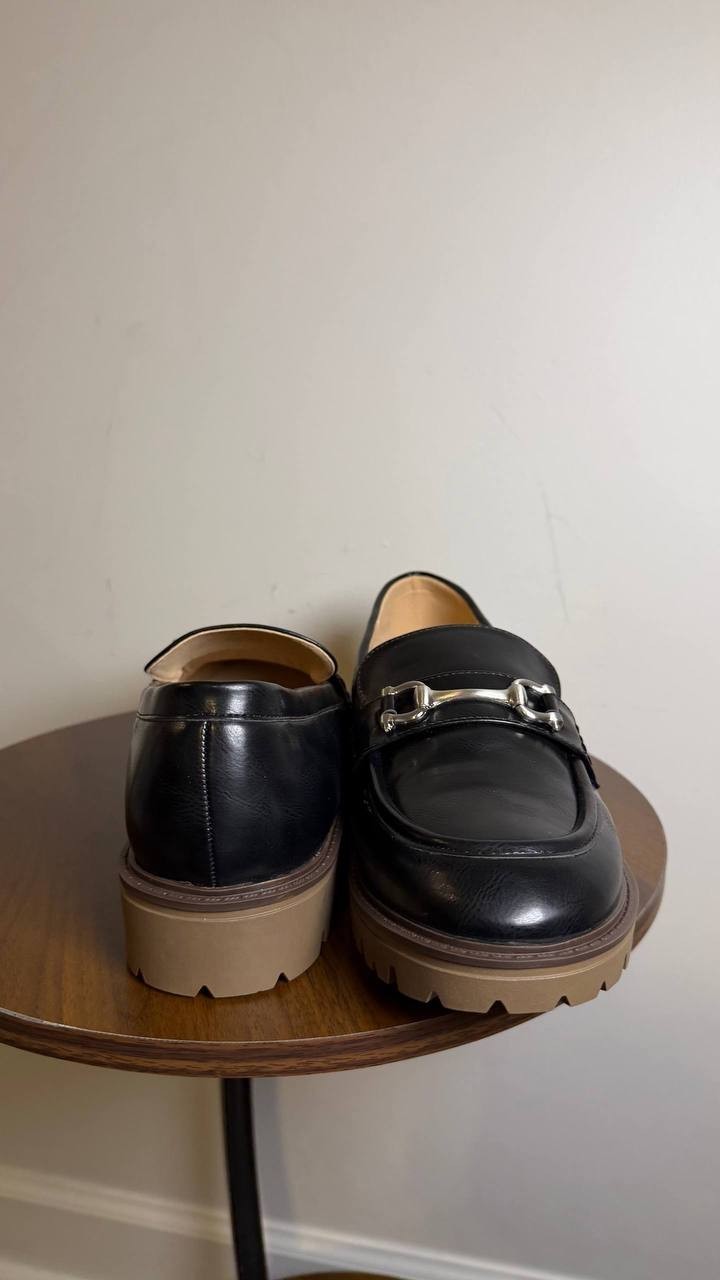 Journee Black Polyurethane Loafers 9.5M New w/o Box MSRP $93
