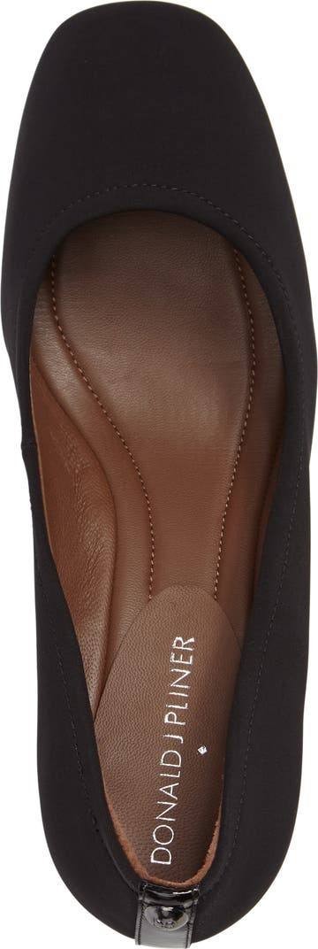 Donald Pliner Black Textile Block Heel Pumps 7.5M NIB MSRP $198