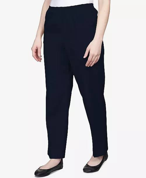 Alfred Dunner Plus Size 18 Navy Twill Pull-On Pants, Classic Straight Leg