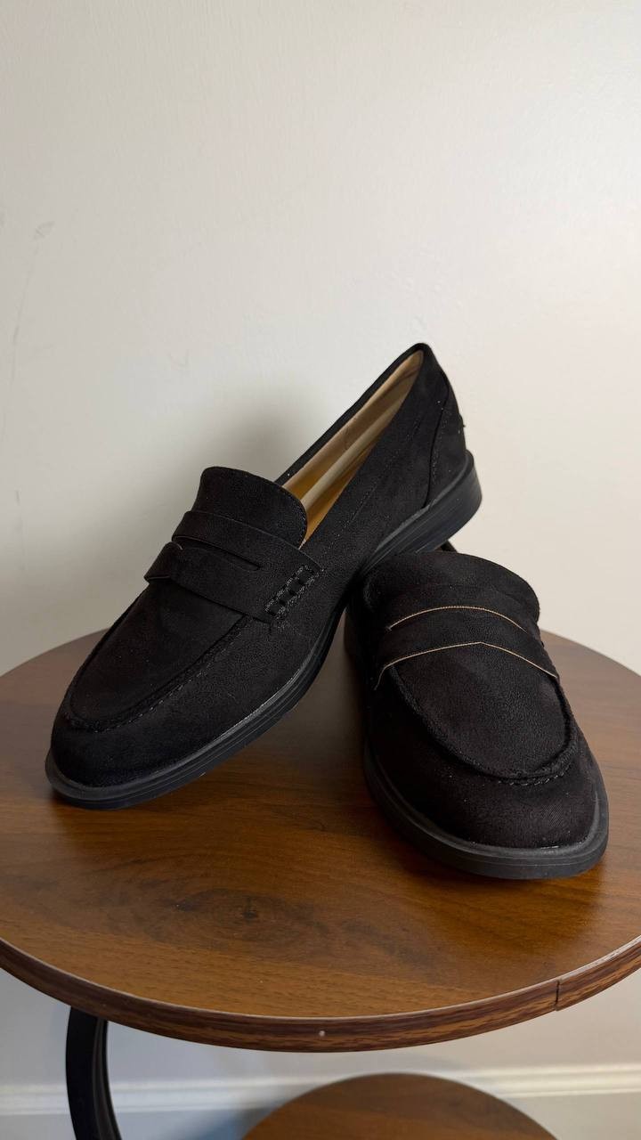 Journee Brooks Loafers 8W Black Penny Block Heel Slip‑On Comfort NIB msrp$93