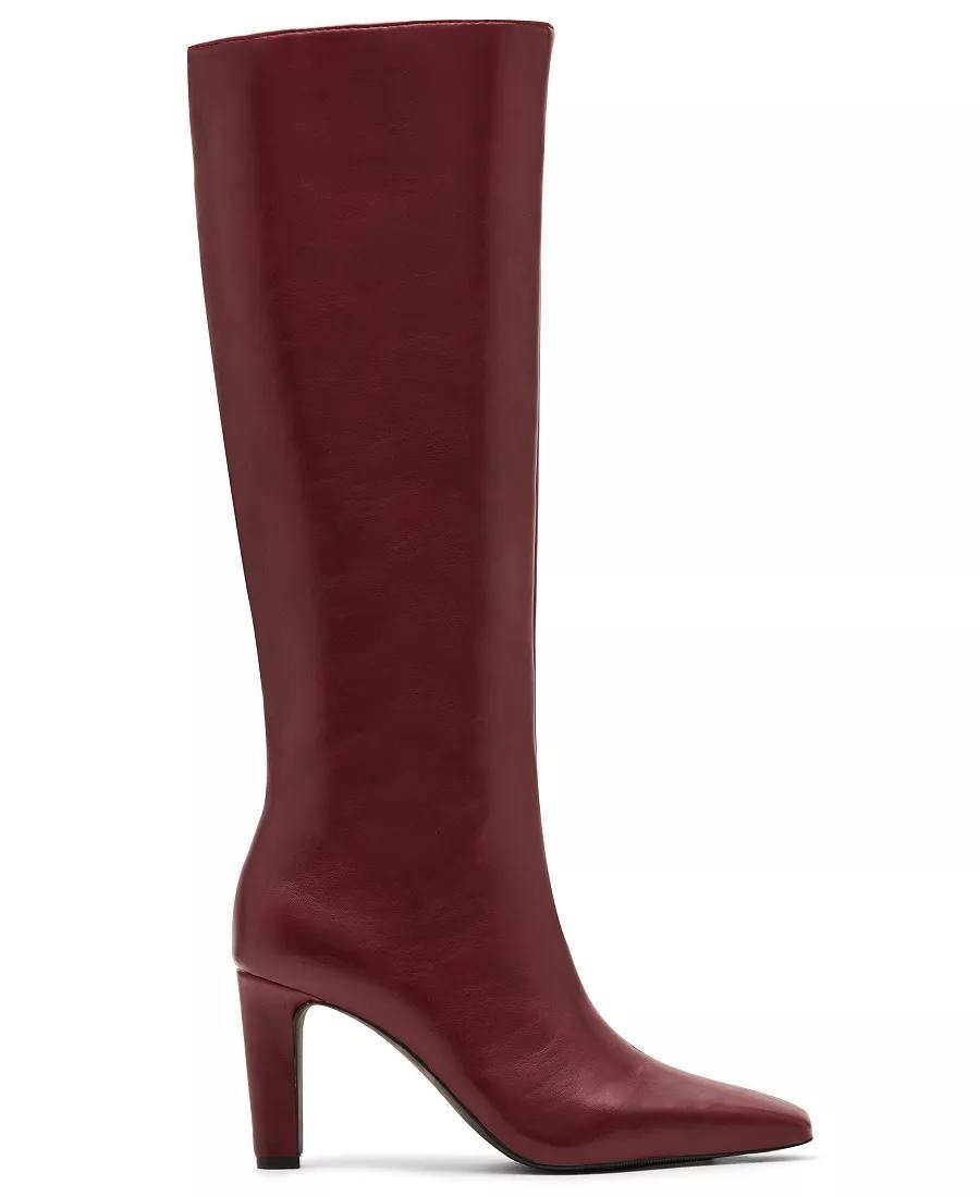 Madden Girl Voyage Boots 6 Bordeaux PU Knee‑High Square Toe Dress NIB msrp$99