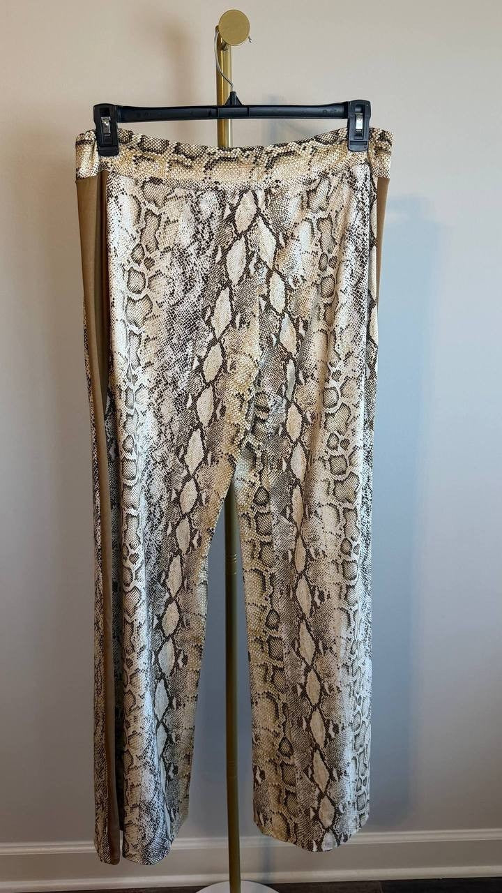 Coin 1804 Plus Python Contrast Cardigan Sweater Off White Camel 1X NWT $40